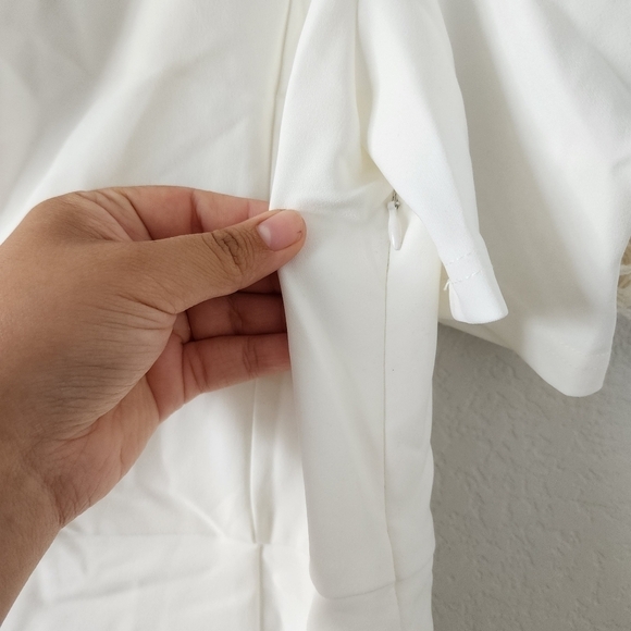 Lulus Stay Gorgeous White One Shoulder Puff Sleeve Mini Dress Elegant Formal M - Picture 11 of 12